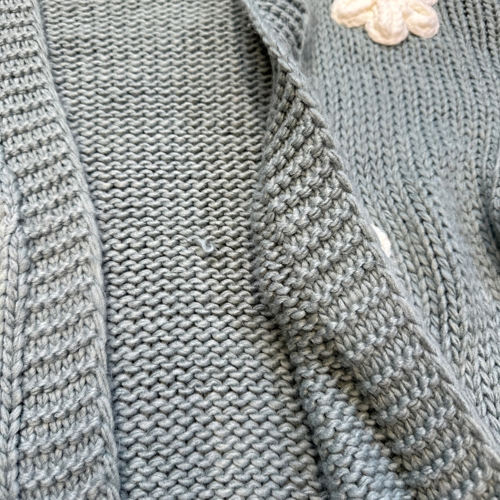Altar'd State 3D Daisy Chunky Knit Cardigan Sage Green Small Whimsical Cottage - Picture 11 of 11